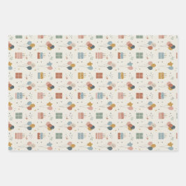 Pastellkuchen, Luftballons & Konfetti Scandi Geschenkpapier Set
