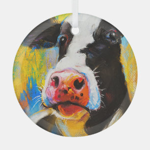 Pastellkuh Portrait Moderne Malerei Ornament Aus Glas