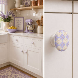 Pastelllila auf gelben Diamanten Argyle-Muster  Keramikknauf