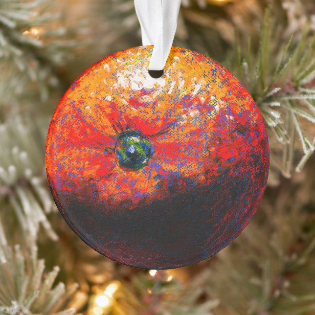 Pastellmalerei eines orangefarbenen Zitrusfrüchtev Ornament (Baum)