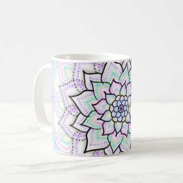 Pastellmandala-Kaffee - Tee-Tasse Tasse (Vorderseite Links)