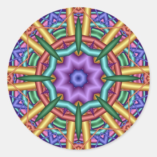 Pastellmuster Kaleidoskop Runder Aufkleber (Vorderseite)