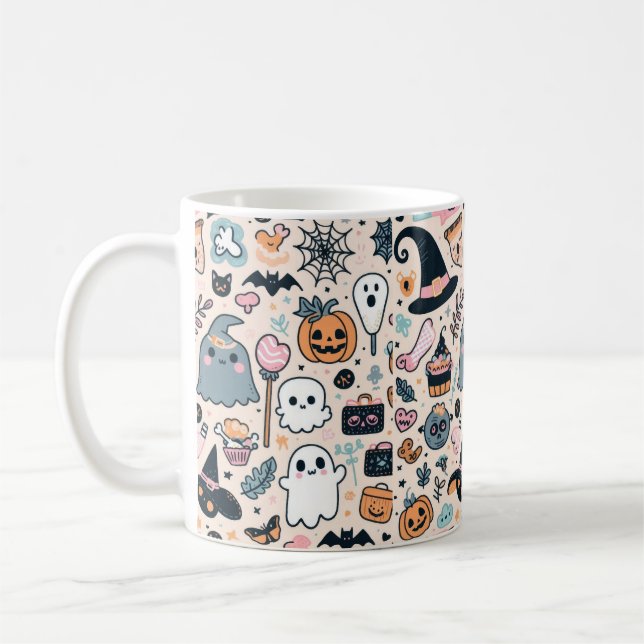 Pastellmuster mit Pumpkin Ghost Kaffeetasse (Links)