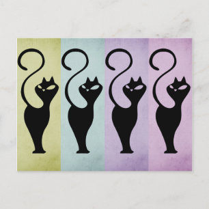 Pastello Cats Black Silhouette Postkarte