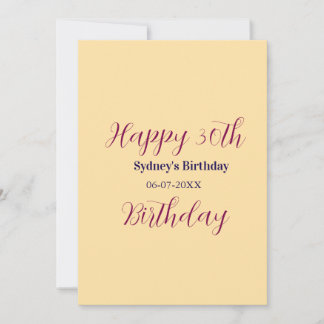 Pastellorange glücklicher 30. Geburtstag Name Datu Einladung