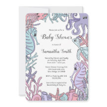 Pastellozean-Thema-Seeleben-Babyparty-Einladung