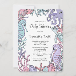 Pastellozean-Thema-Seeleben-Babyparty-Einladung Einladung