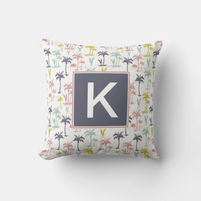 Pastellpalme durch das Strand-Muster Kissen (Vorderseite)