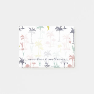Pastellpalme durch das Strand-Muster Post-it Klebezettel