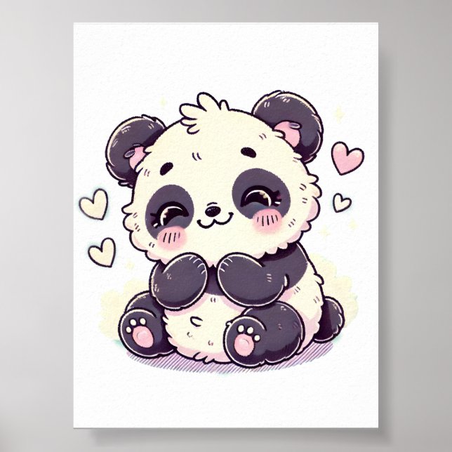 Pastellpanda Design, sanfte Farbpalette Kunst Poster (Vorne)