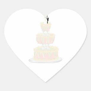 Pastellpastel Hochzeitstorte mit Weinglas P Herz-Aufkleber