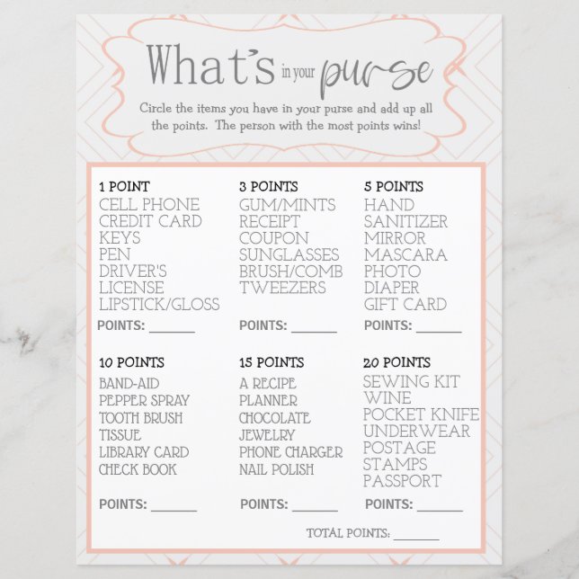 Pastellpfirsich und Creme, was in Ihrer Tasche ist (Vorderseite)