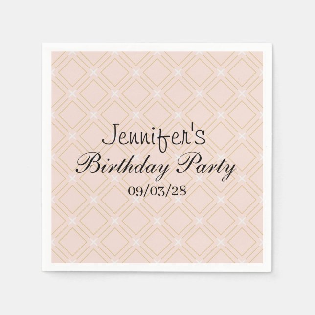 Pastellpfirsich und geometrische Gold Serviette (Vorderseite)