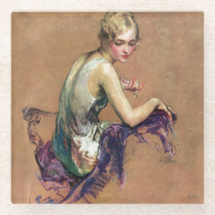 Pastellporträt Glasuntersetzer