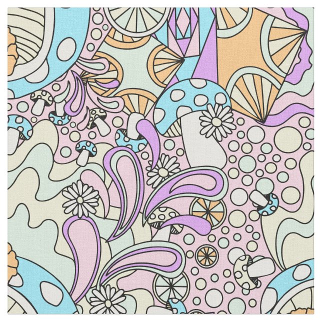 Pastellpsychedelisch auf rosa Stoff (Nahaufnahme)