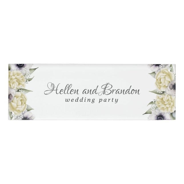 Pastellrahmen mit Shabby-Chic-Blume Namenschild (Vorderseite)