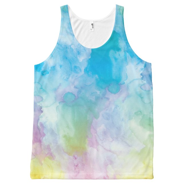 Pastellregenbogen-Aquarell-UnisexTrägershirt Komplett Bedrucktes Tanktop (Vorderseite)