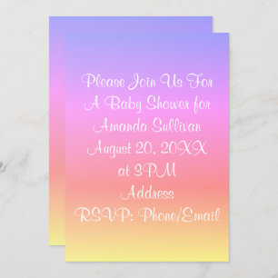 Pastellregenbogen-Baby-Duschen-Rosa blaues lila Einladung