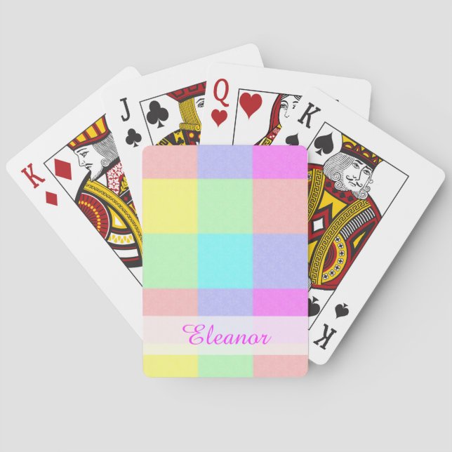 Pastellregenbogen-Checkered | personalisierter Spielkarten (Rückseite)