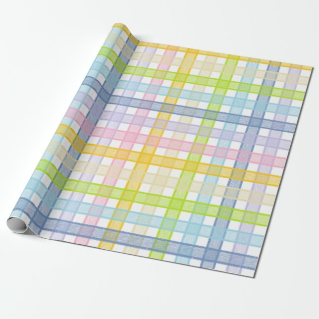 Pastellregenbogen kariert geschenkpapier (Ungerollt)