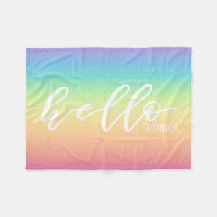 Pastellregenbogen Ombre Chic hallo personalisiert Fleecedecke