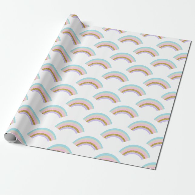 Pastellregenbogen-Packpapier Geschenkpapier (Ungerollt)