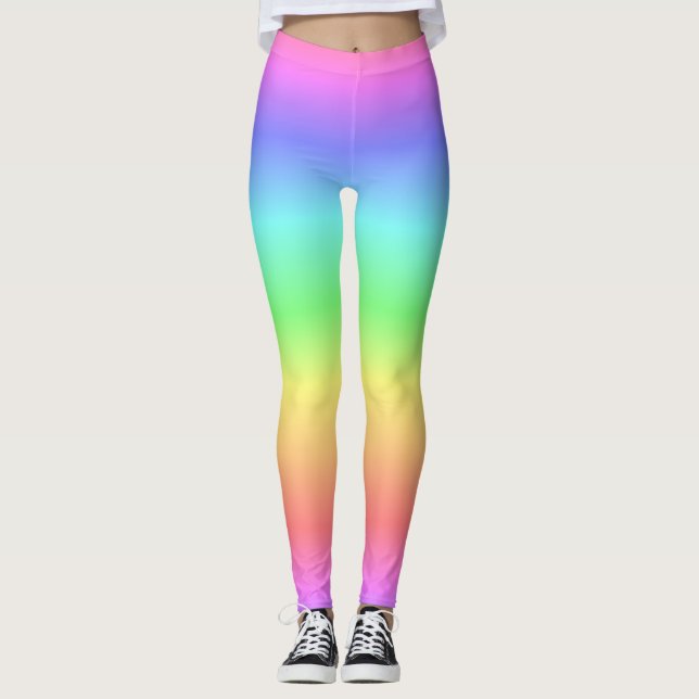 Pastellregenbogen-Steigung Leggings (Vorderseite)
