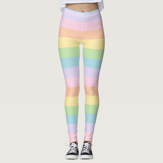 Pastellregenbogen-Streifen-Leggings Leggings (Vorderseite)