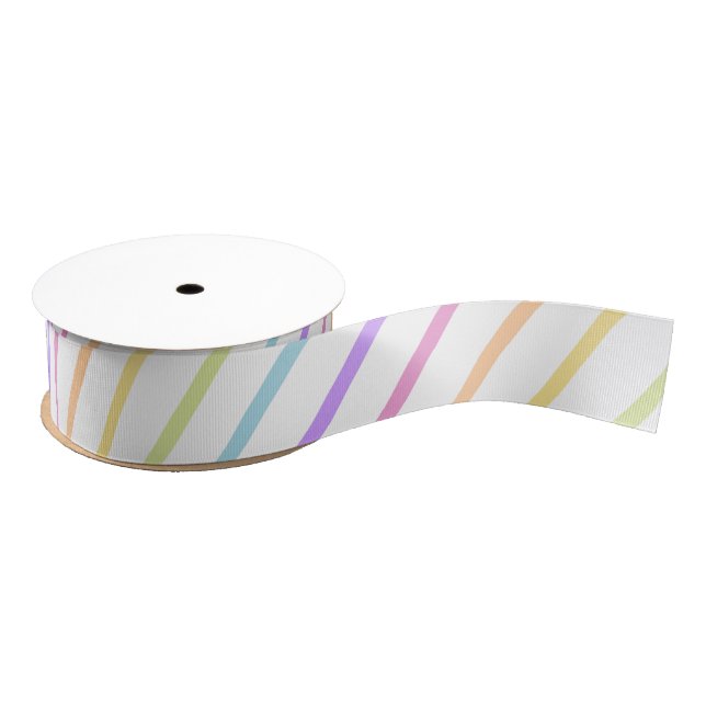 Pastellregenbogen Stripes Band Ripsband (Spule)