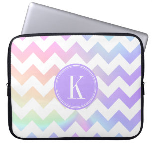 Pastellregenbogen-weißes Zickzack Laptopschutzhülle