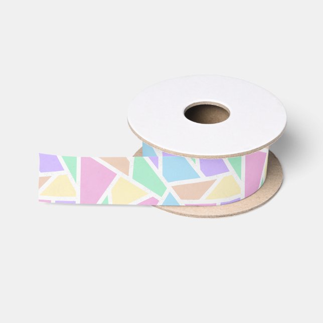 Pastellregenbogenmosaik Satinband (Spule)