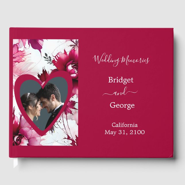 Pastellrosa abstrakte Rose Blüte Hochzeit Gästebuch (Vorderseite)