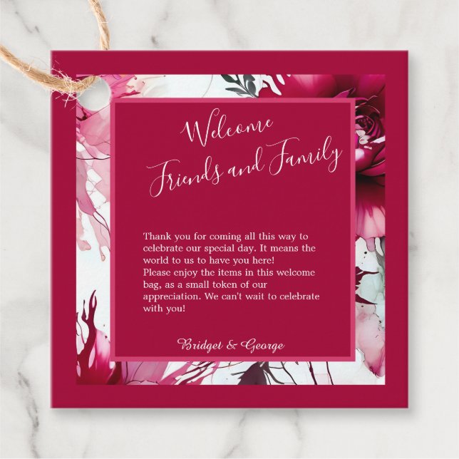 Pastellrosa abstrakte Rose Blüte Hochzeit Geschenkanhänger (Vorderseite)