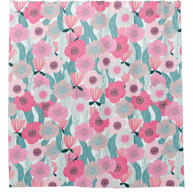 Pastellrosa Abstraktes Muster Duschvorhang (Vorderseite)
