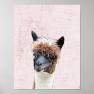 Pastellrosa Alpaka-Minimalismus-Kinderzimmer Peeka Poster