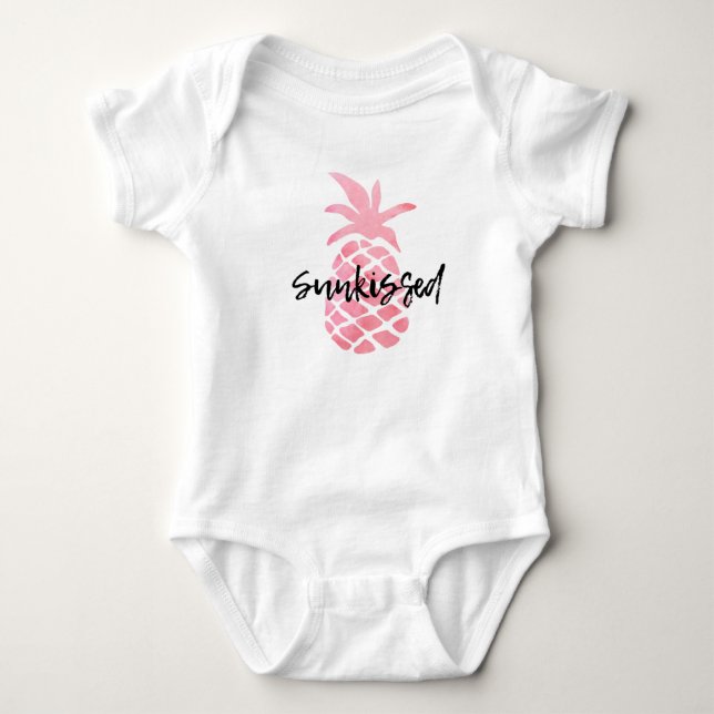 Pastellrosa Ananas Baby Strampler (Vorderseite)