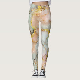 Pastellrosa, Aquamarin, weißer Marmor Leggings