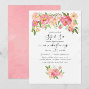Pastellrosa Aquarellbäume Einladung