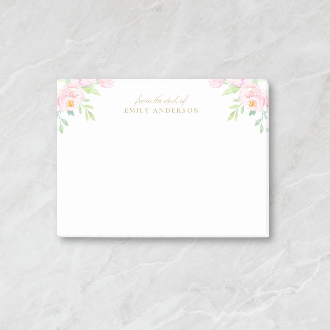 Pastellrosa Aquarellfarbe Personalisiert Name Post-it Klebezettel (Von Creator hochgeladen)