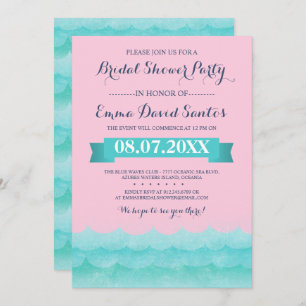 Pastellrosa auf See nautisches Brautparty Einladung