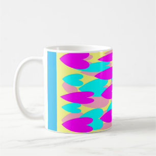 Pastellrosa Babyblau und blassgelbe Muster Kaffeetasse