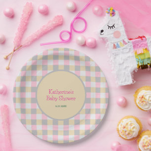 Pastellrosa Babyparty Pappteller
