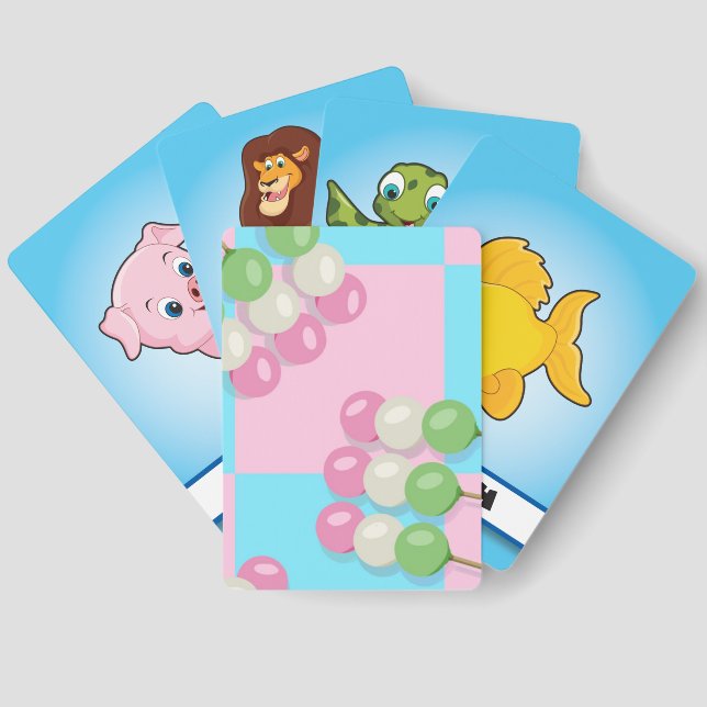 Pastellrosa Blau Gelb Gelbe Dango Spielkarten (Rückseite)