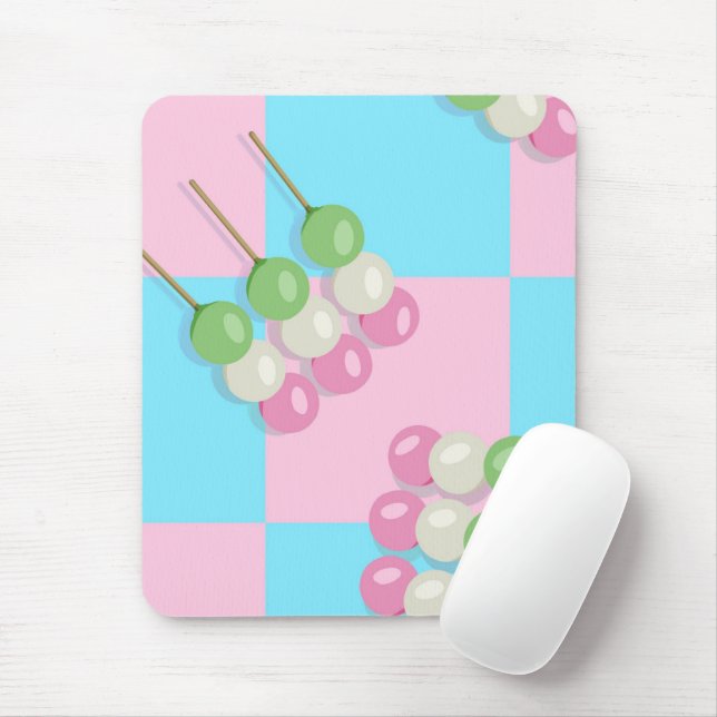 Pastellrosa Blau Karierte Dango Mousepad (Mit Mouse)