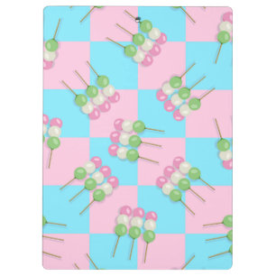 Pastellrosa Blau Schachbrett Dango-Zwischenablage Klemmbrett