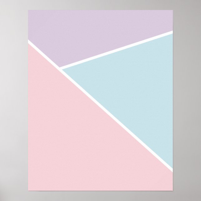 Pastellrosa, Blau und Lila geometrisch Poster (Vorne)