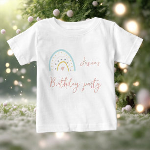 Pastellrosa blaues Regenbogen-Geburtstagsfeier Baby T-shirt