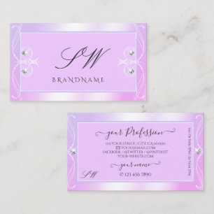 Pastellrosa Blaues Sparkle Karo Monogram Verziert Visitenkarte