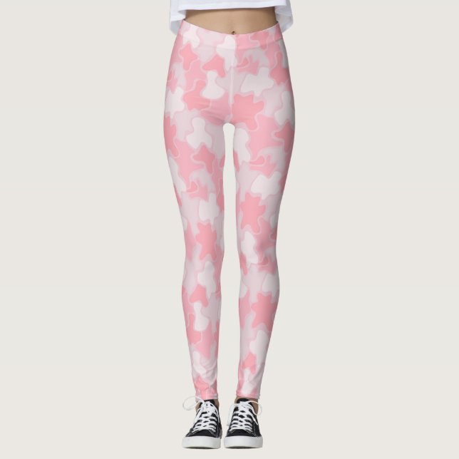 Pastellrosa Blobs Muster Leggings (Vorderseite)