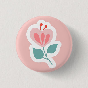 Pastellrosa Blume Blütenblatt mit Stamm Button